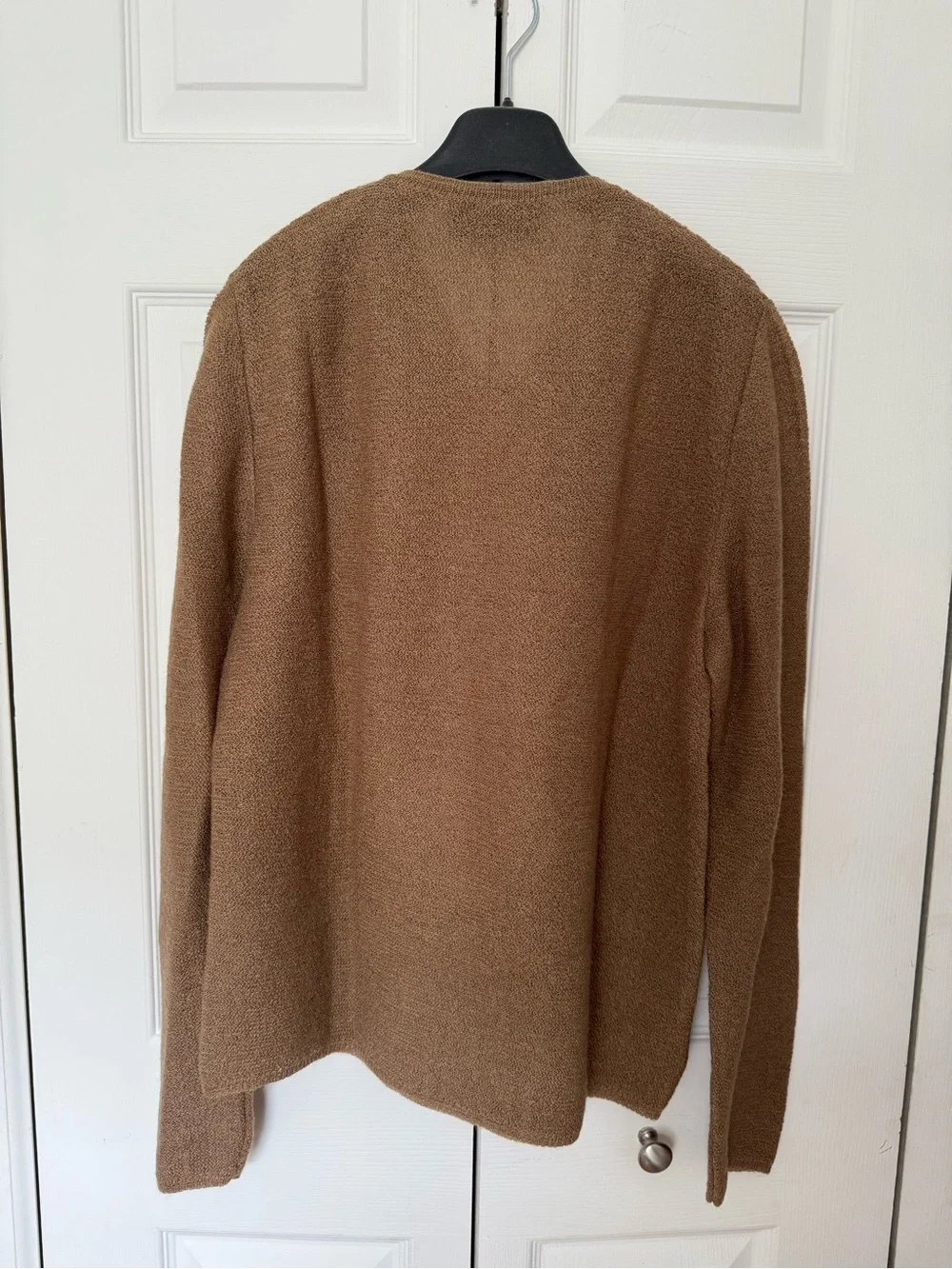 Prada Men's V-Neck Mohair-Wool-Blend Sweater in Camel